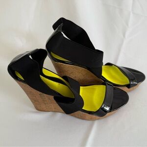 CL by Laundry Black Wedge Sandals